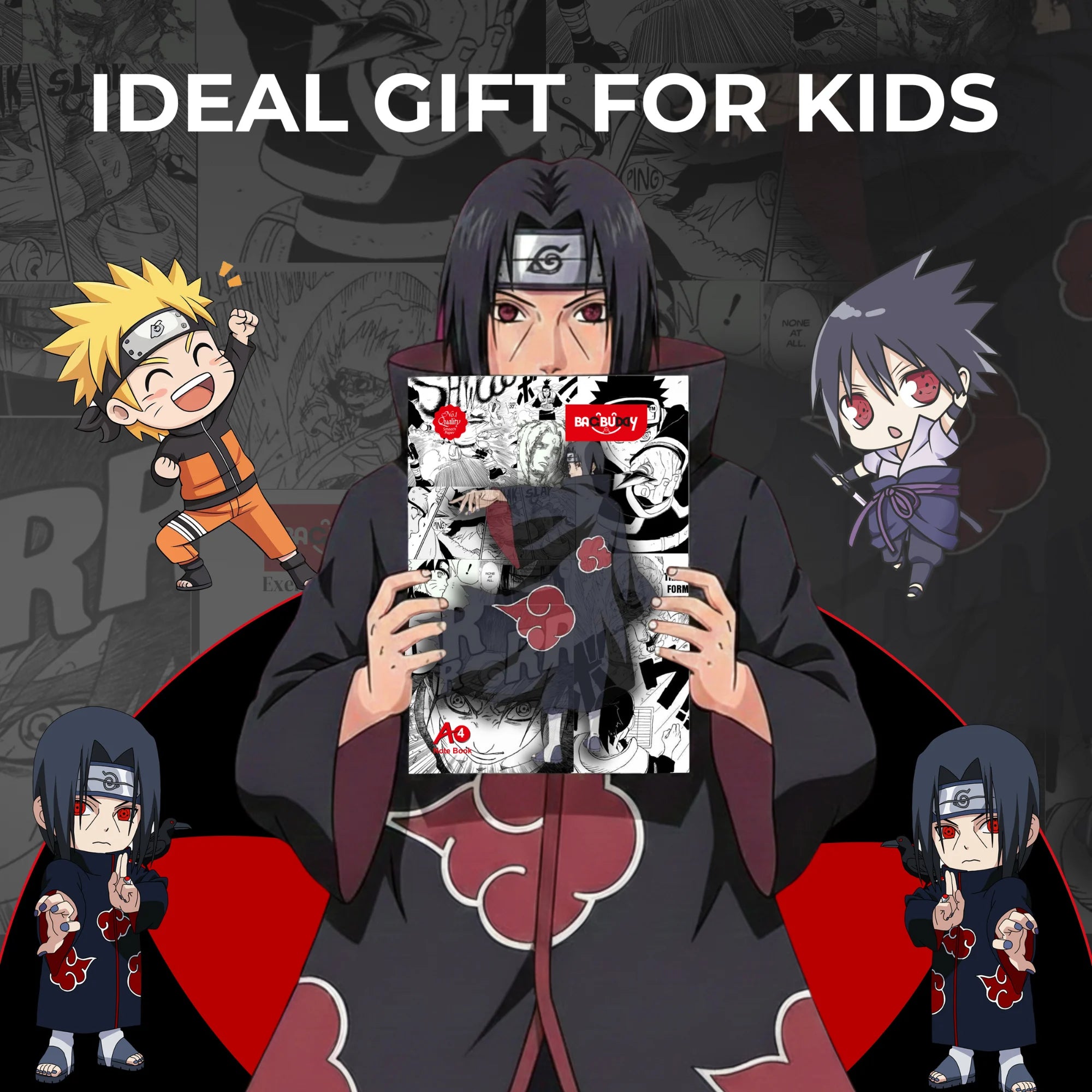 Itachi Uchiha A4 Notebook with Sticky Notes (240 Pages)