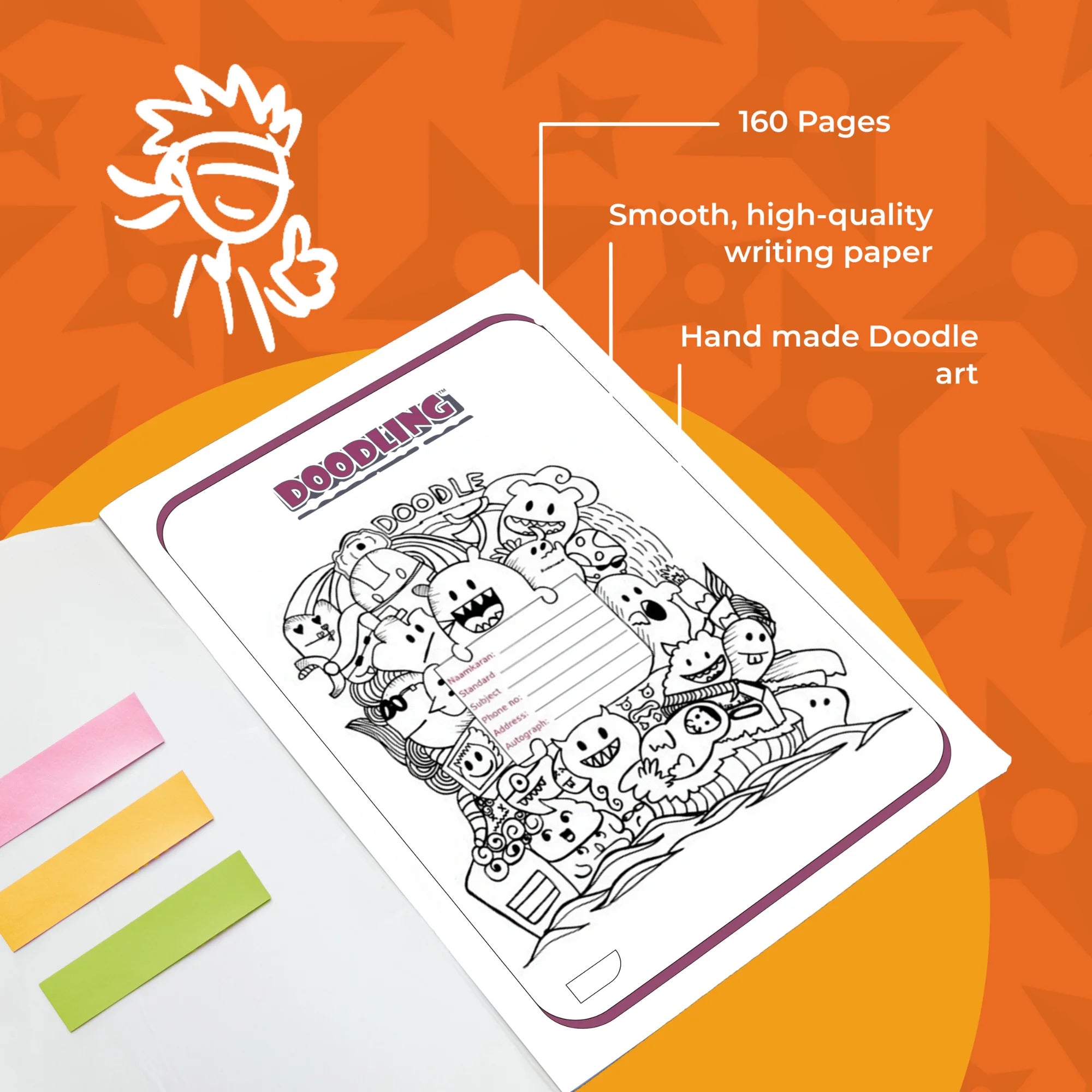 Naruto Uzumaki A4 Notebook with Sticky Notes (160 Pages)