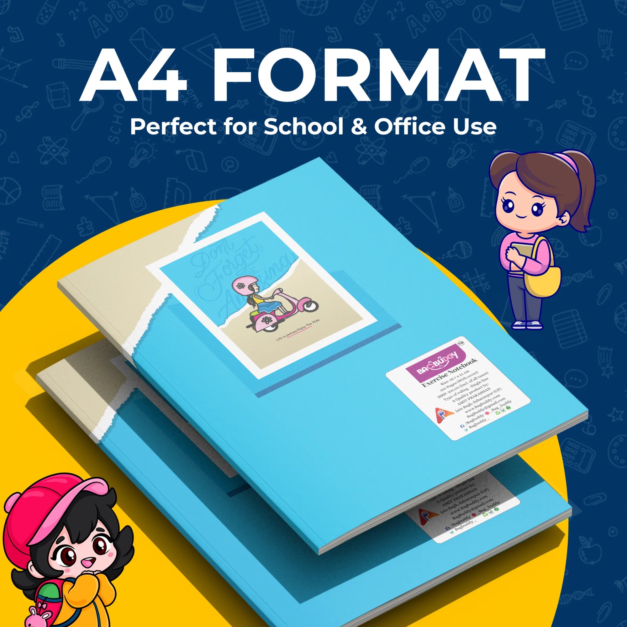 Enjoy the Ride A4 Notebook with Sticky Notes (320 Pages)