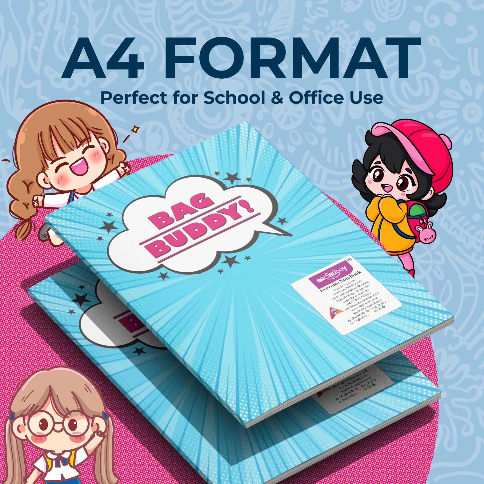 Comic A4 Notebook with  Pages and Sticky Notes (240 Pages)