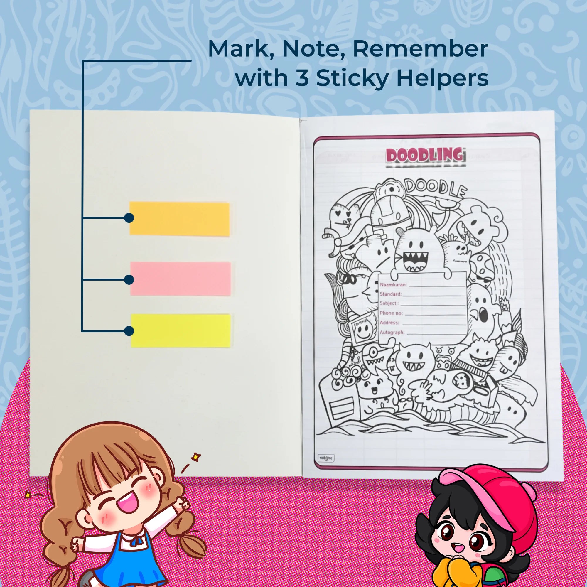 Comic A4 Notebook with  Pages and Sticky Notes (240 Pages)