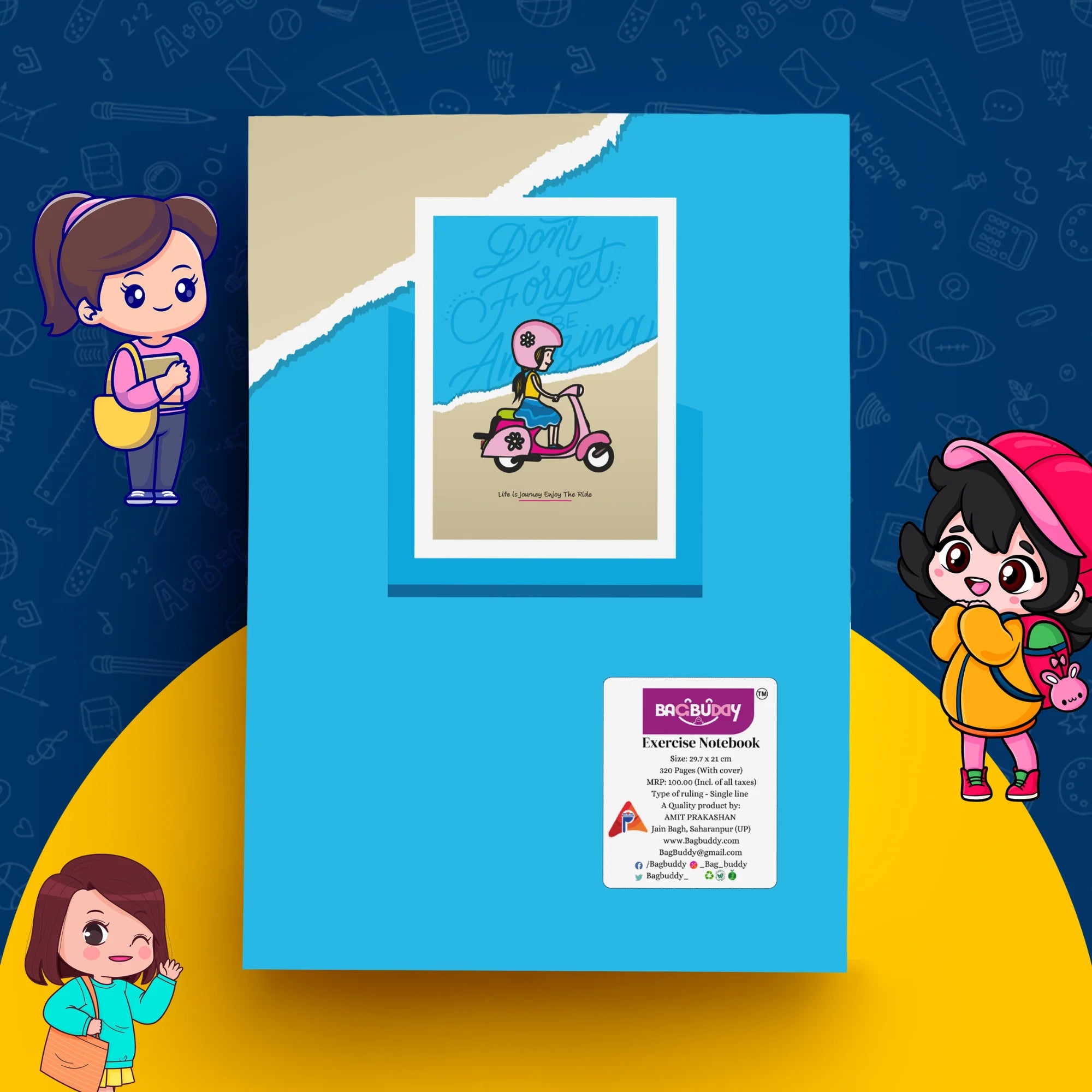 Enjoy the Ride A4 Notebook with Sticky Notes (320 Pages)