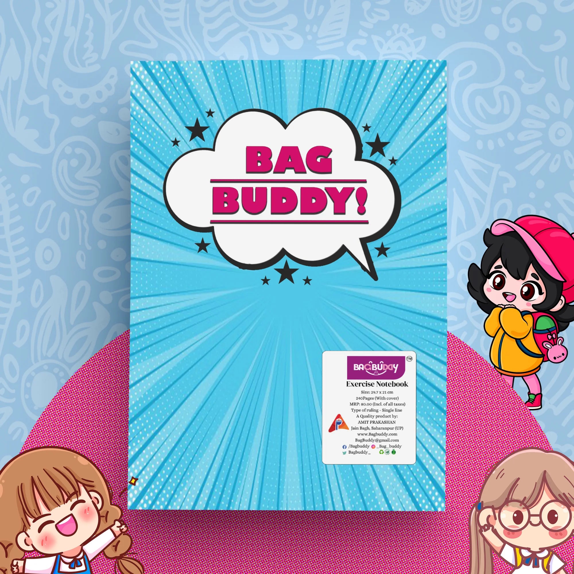 Comic A4 Notebook with  Pages and Sticky Notes (240 Pages)