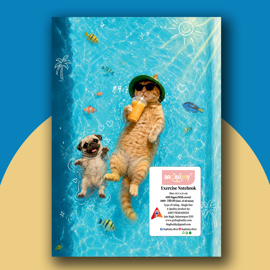 Chill & Meow Edition - A4 Notebook (400 pages) With Sticky Notes