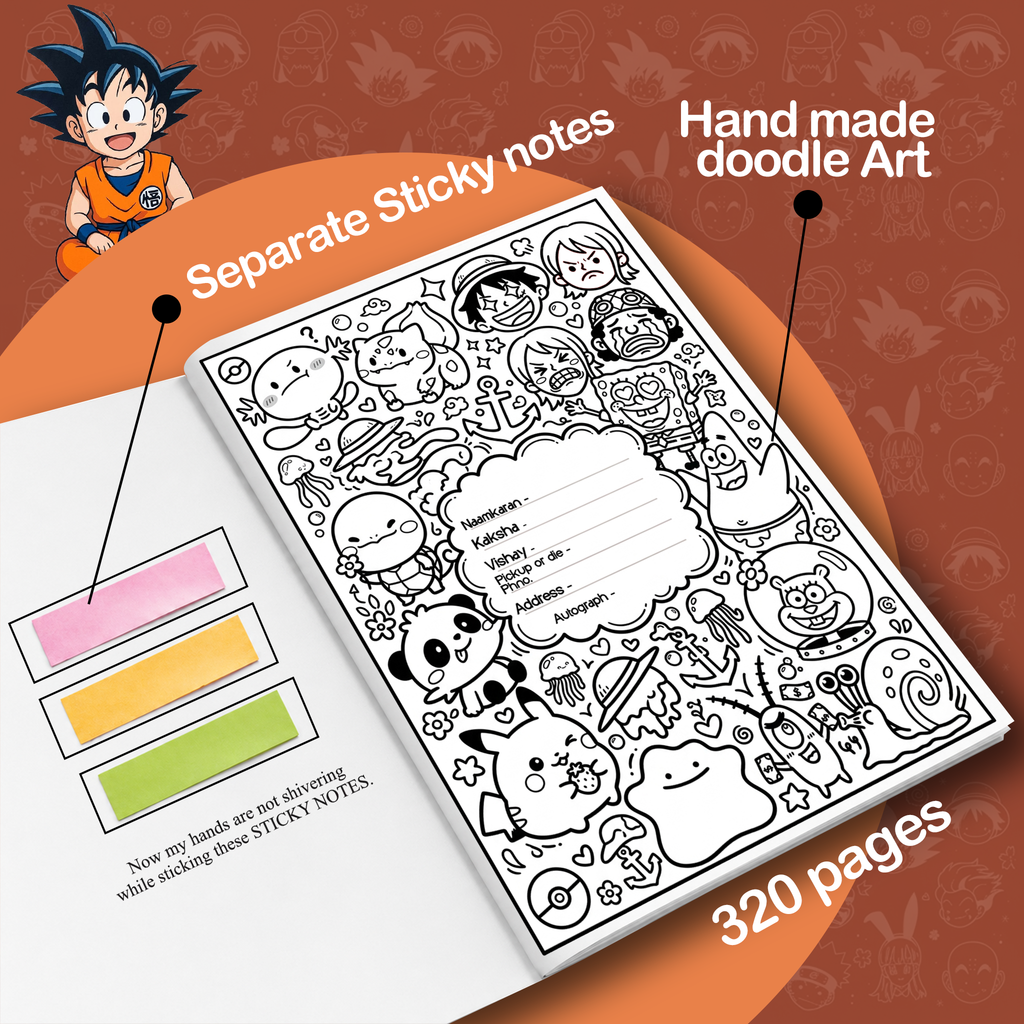 Saiyan Spirit Edition - A4 Notebooks (320 pages) With Sticky Notes