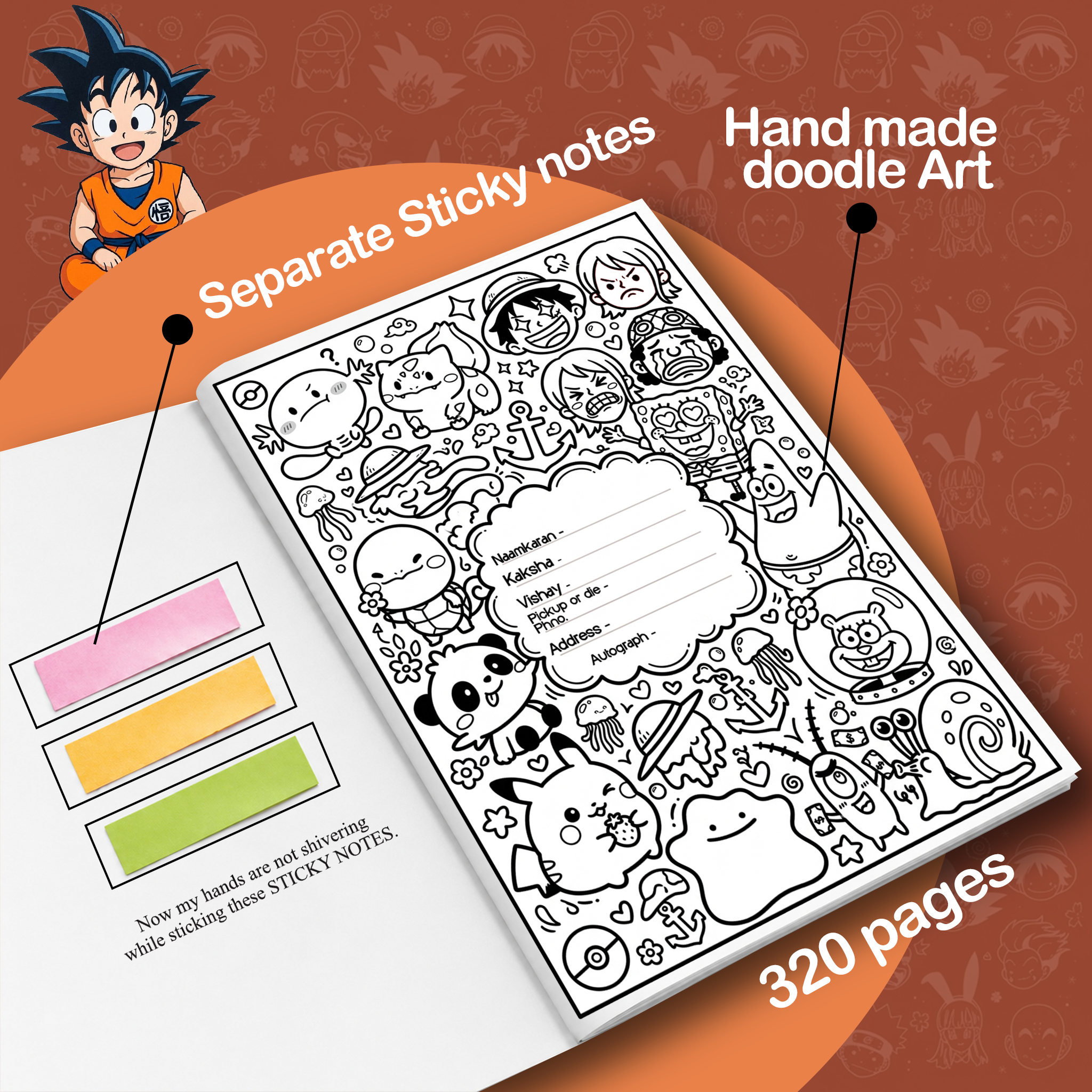 Saiyan Spirit Edition - A4 Notebooks (320 pages) With Sticky Notes