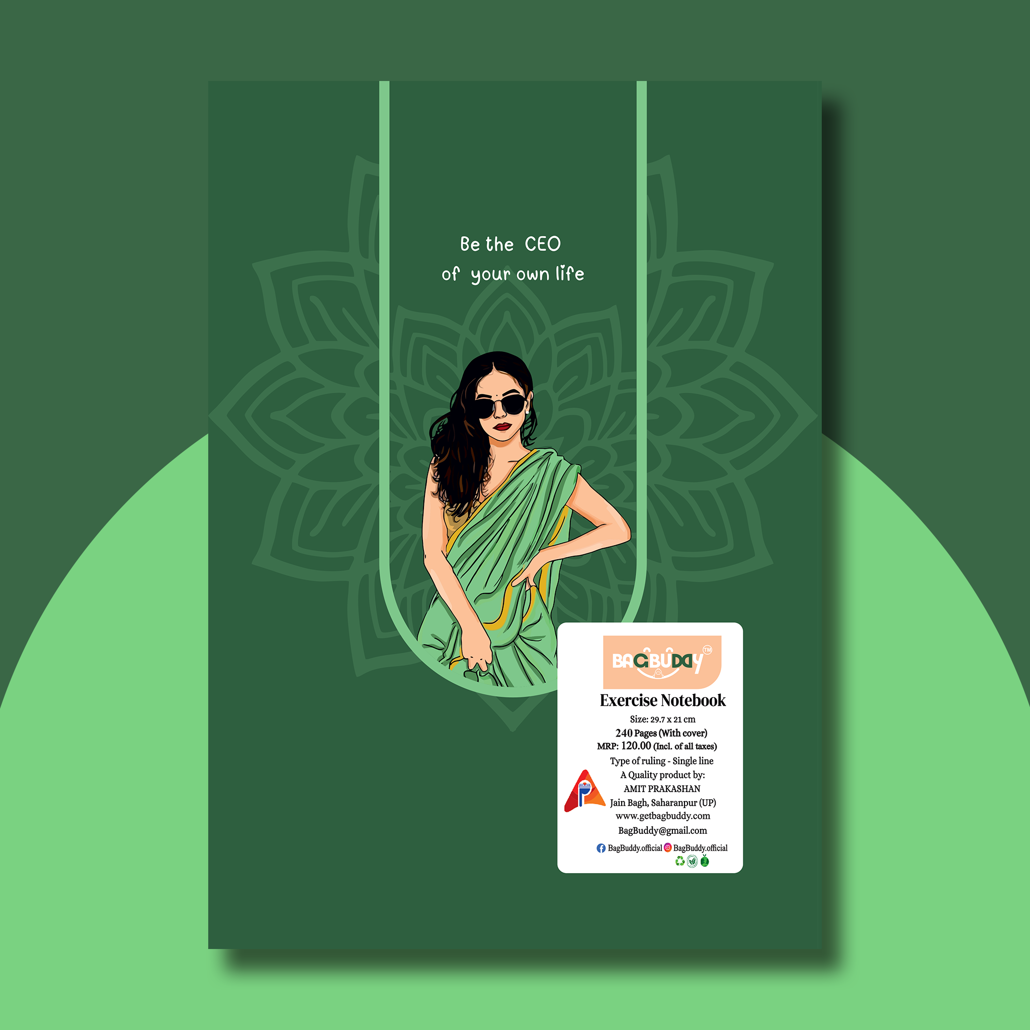 Boss Girl A4 Notebook (240 pages) with Sticky Notes