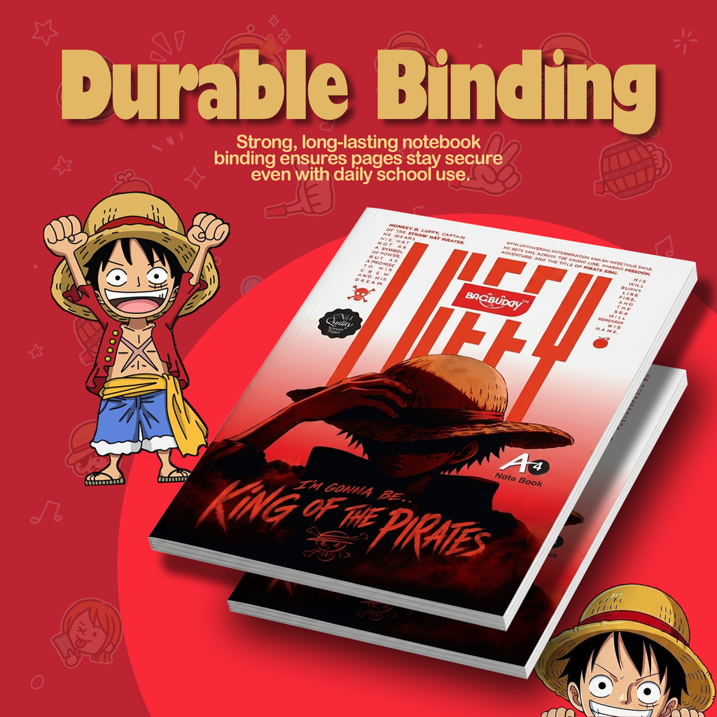 Luffy - Pirate King Edition A4 Notebook (240 pages) with Sticky Notes