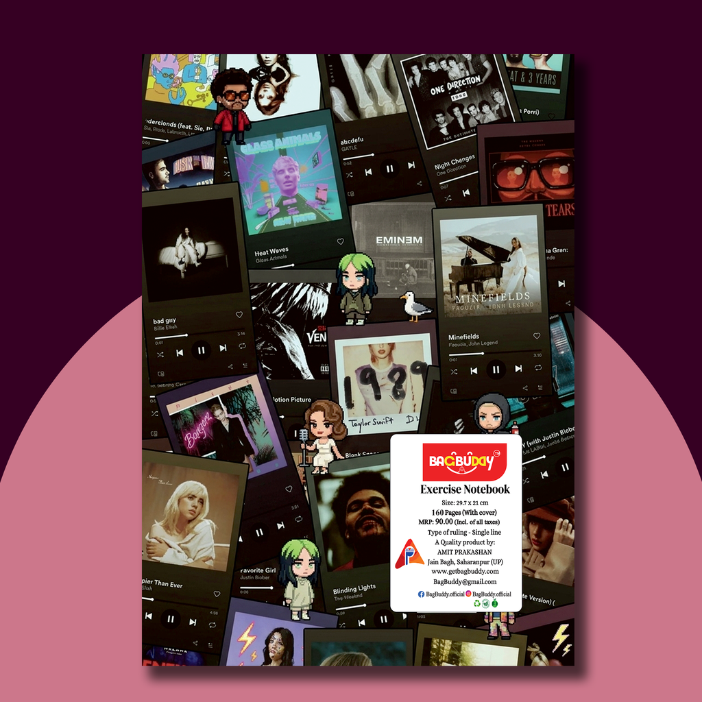 Music Is Art - A4 Notebooks (160 pages) With Sticky Notes